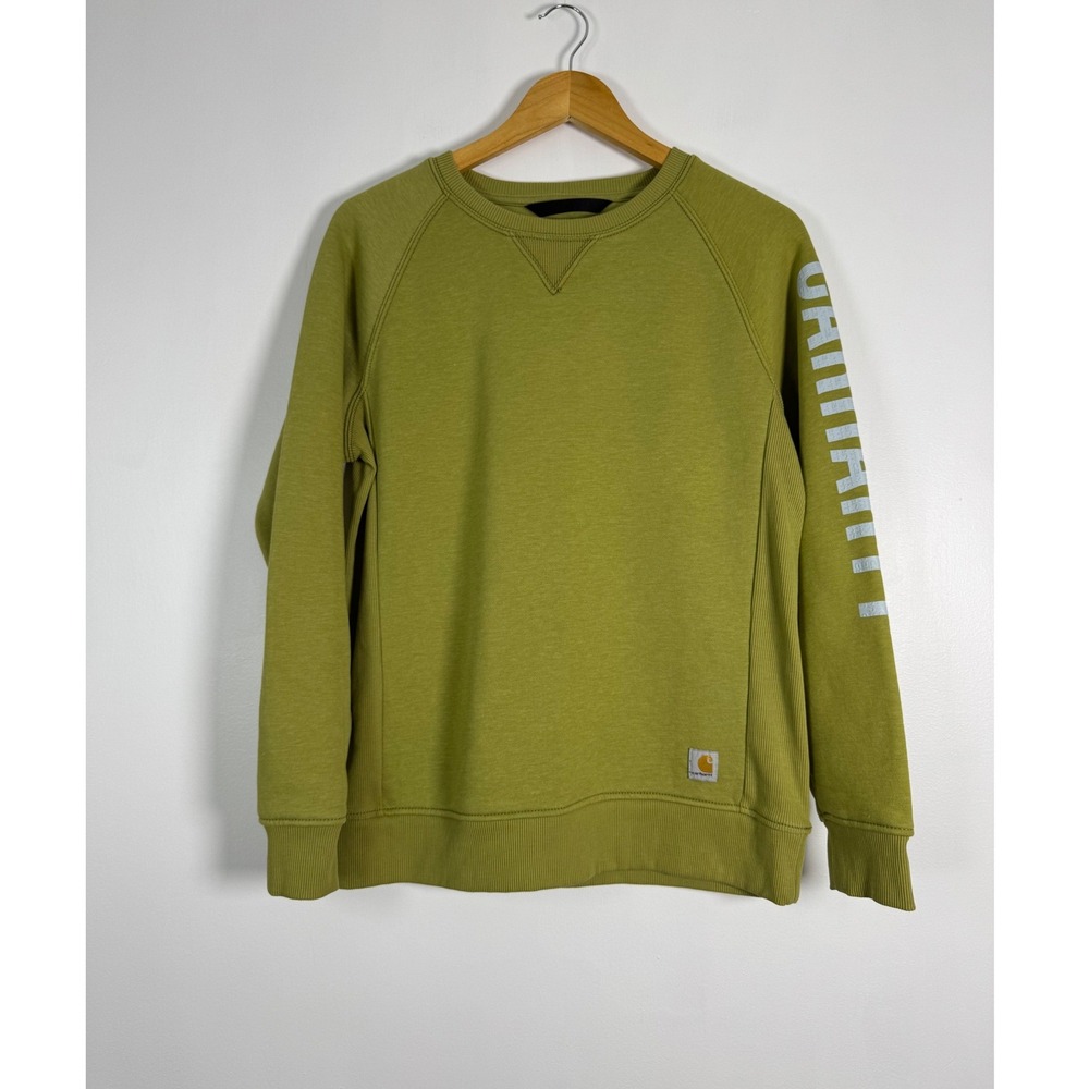 Workwear Carhartt Women Medium Sweatshirt Green Graphic Sleeve TS4410-W Relaxed
